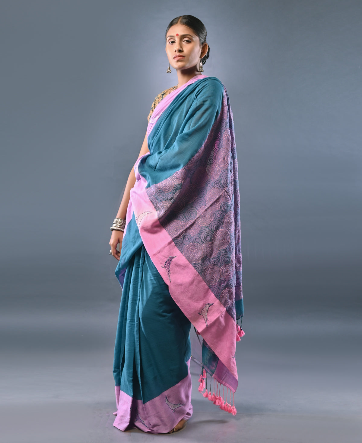 Handloom cotton Kantha saree