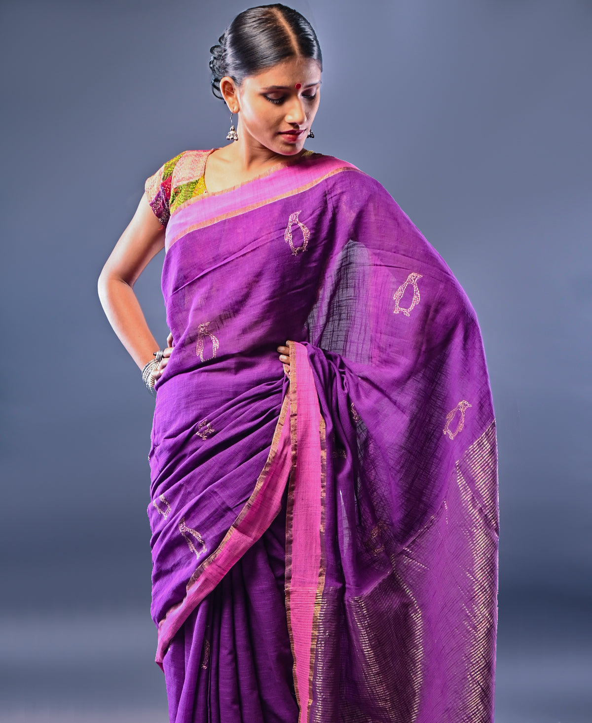 Handloom cotton kantha saree