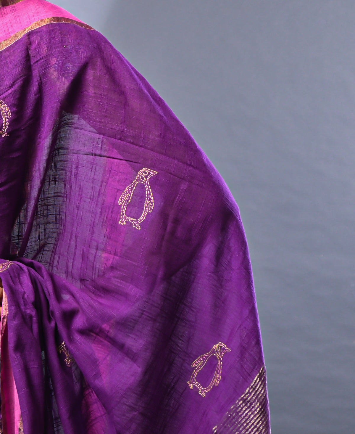 Handloom cotton kantha saree