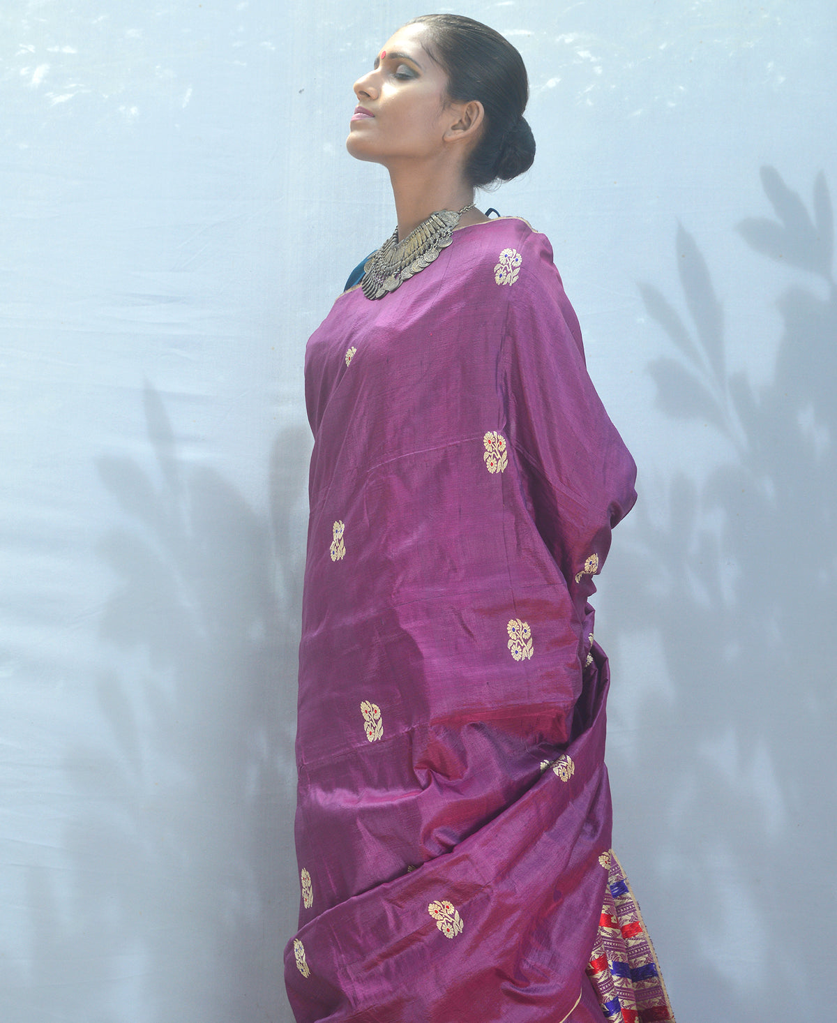 Magenta Silk Baluchori Saree