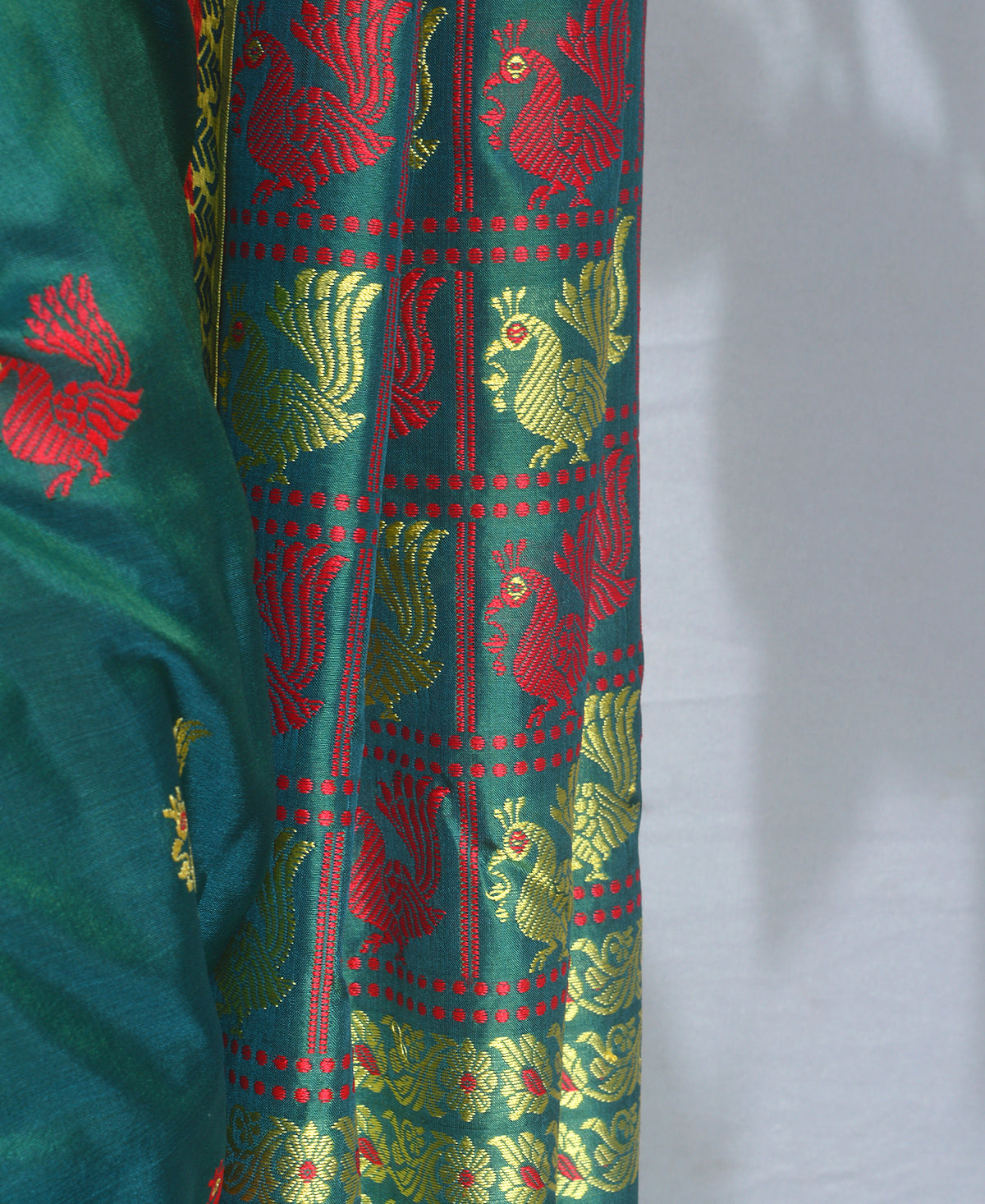 Peacock Green Silk Baluchori Saree