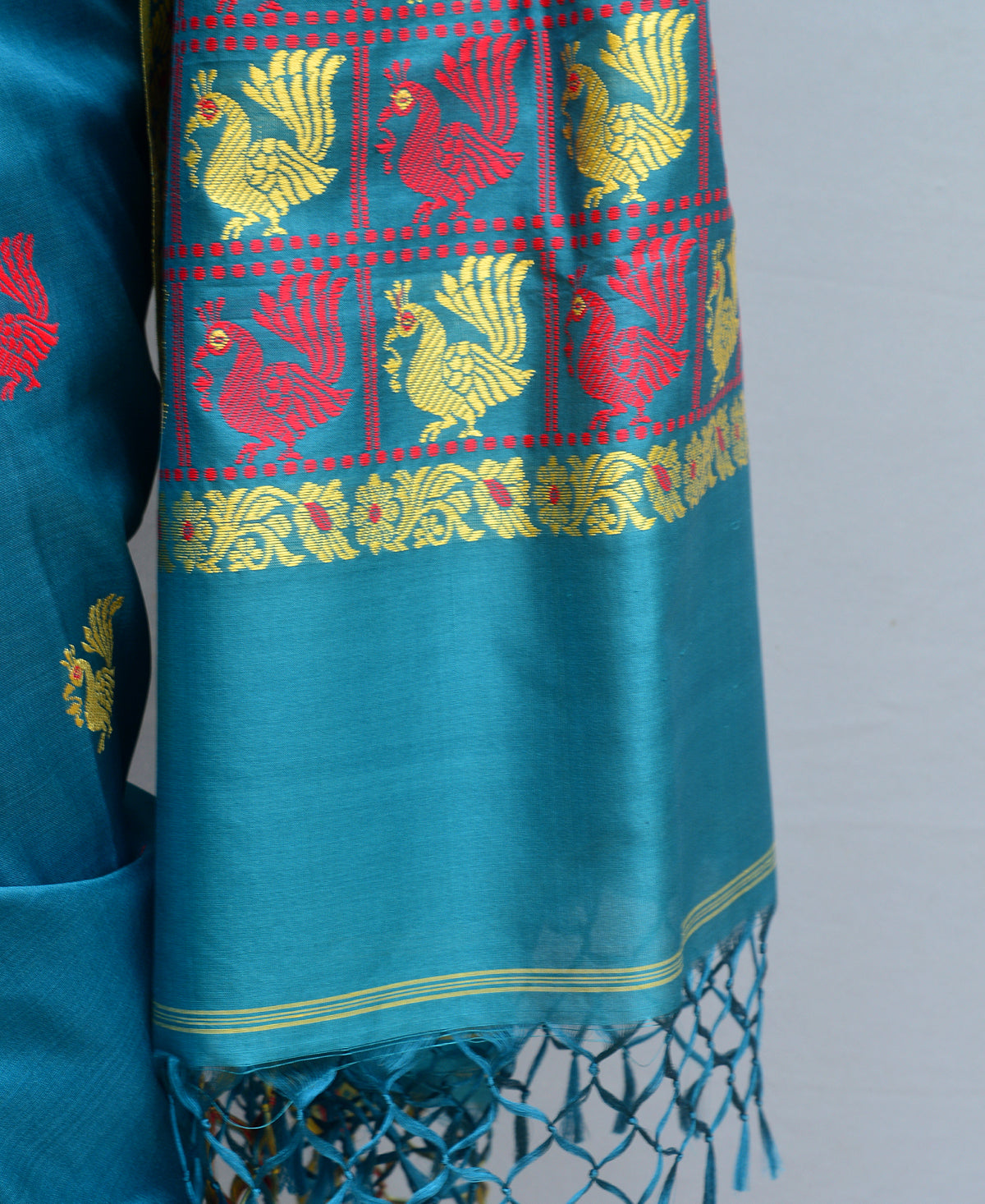 Greasy Green Silk Baluchori Saree